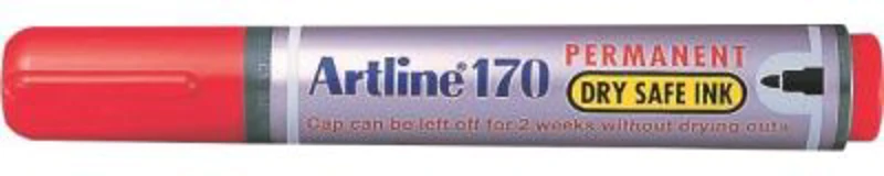 Permanent marker ARTLINE 170 - Dry safe ink, corp plastic, varf rotund 2.0mm - rosu