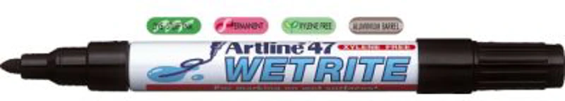 Marker ARTLINE 47, pentru suprafete umede, corp metalic, varf rotund 1.5mm - negru