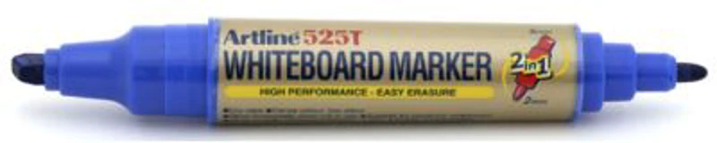 Marker pentru tabla de scris ARTLINE 525T, doua capete - varf rotund 2. 0mm/tesit 5. 0mm - albastru