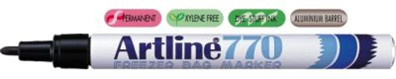 Marker ARTLINE 770, pentru pachete congelate, corp metalic, varf rotund 1.0mm - negru