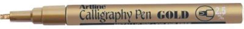 Marker ARTLINE Calligraphy, corp metalic, varf tesit din fetru 2.5mm - auriu