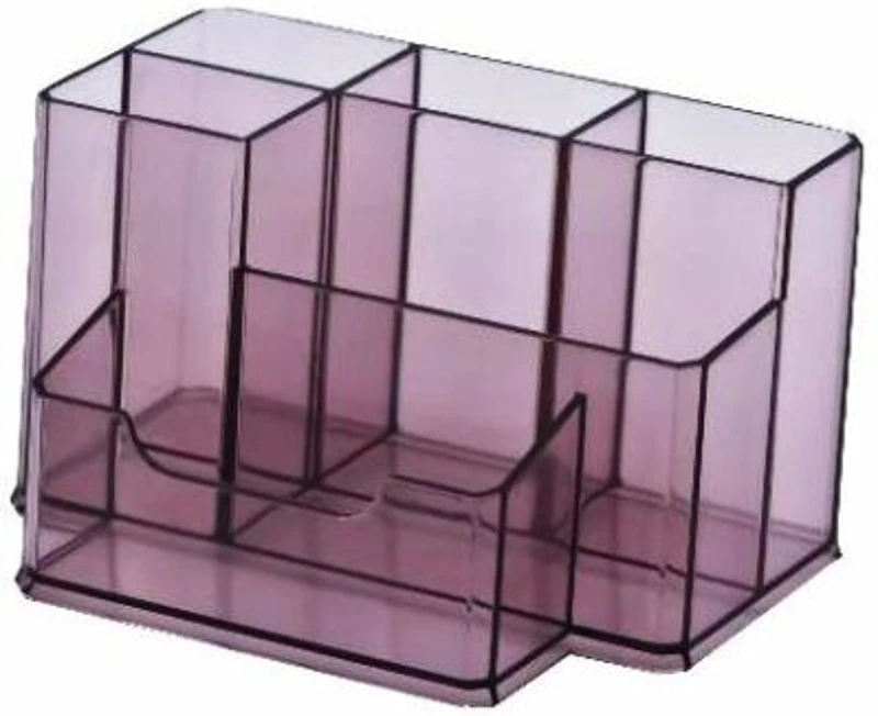Suport plastic pentru accesorii de birou, 6 compartimente, 105 x 85mm, KEJEA - fumuriu