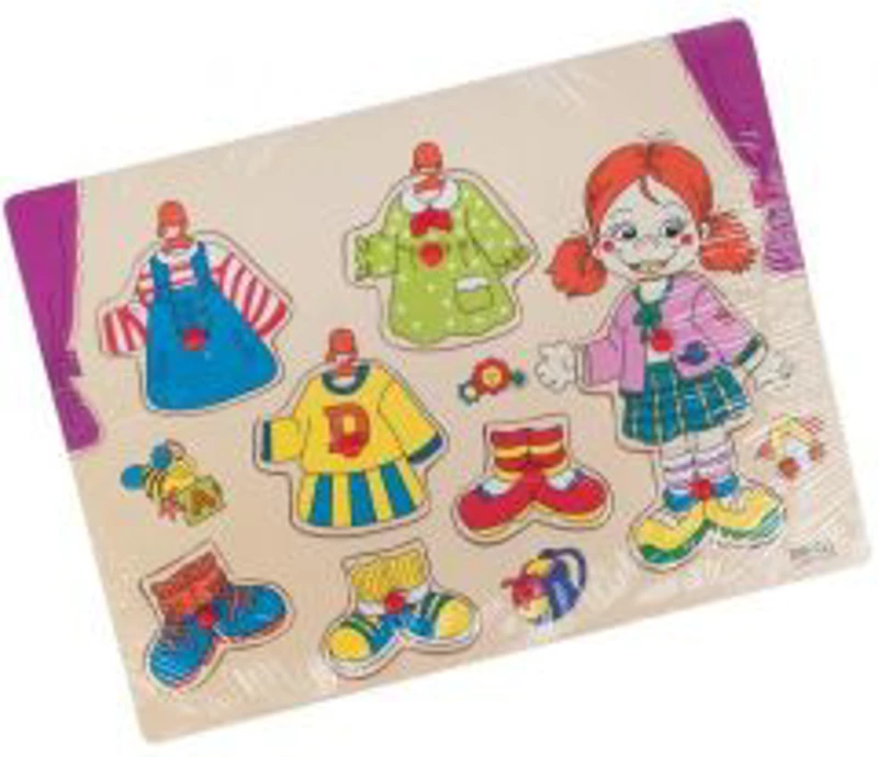 Puzzle lemn educativ - Imbraca fetita, 8 piese, 3+ ani, Colorarte, ZKB021
