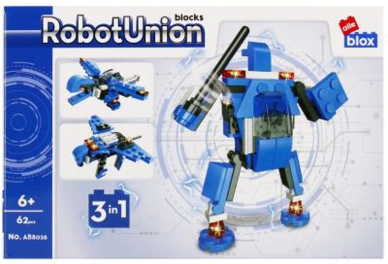 Set de constructie Alleblox Robot Union - robot politie 3 in 1 - AB8026 / 492906, 62 piese, 6+