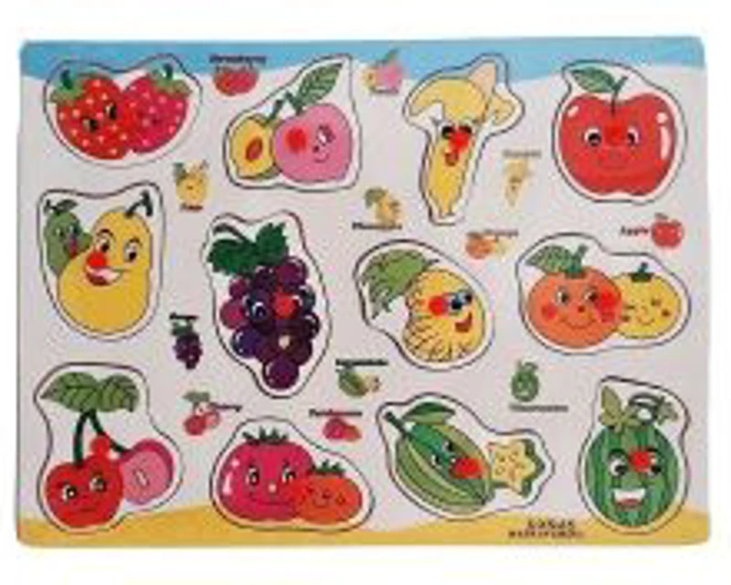 Puzzle lemn educativ - Invata fructele, 12 piese, 3+ ani, Colorarte, DX543