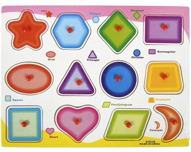 Puzzle lemn educativ - Invata figuri geometrice colorate, 12 piese, 3+ ani, Colorarte, ZKB082