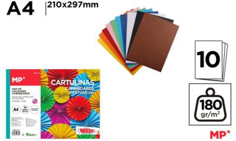 Carton color A4 Main Paper, 180g/mp, 10 file, diverse culori