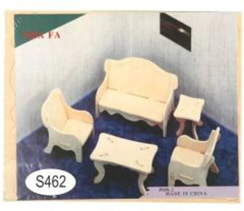 Puzzle lemn 3D - Mobilier sufragerie, 2 foi, Colorarte, P008-2
