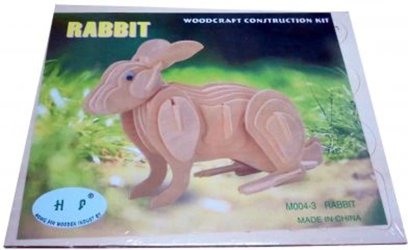 Puzzle lemn 3D - Iepure, 2 foi, Colorarte, M004A-2/HS1041-2