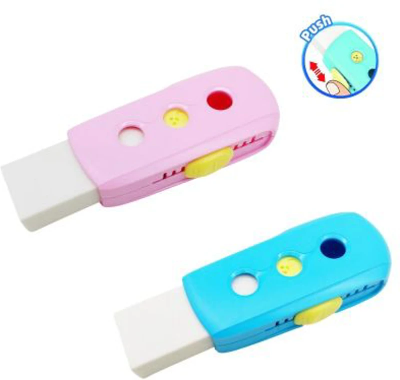 Radiera Keyroad Pushable KR972416, dreptunghi, diverse culori pastel, protectie din plastic