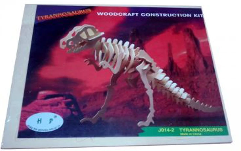 Puzzle lemn 3D - Dinozaur T-Rex, 2 foi, Colorarte, J014-2