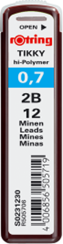 Mine creion mecanic Rotring Tikky, 0. 7mm, 2B, set 12 buc