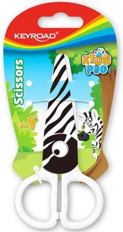 Foarfeca Keyroad Kids Pro KR971404, 13. 0cm, plastic, prescolari, zebra, blister