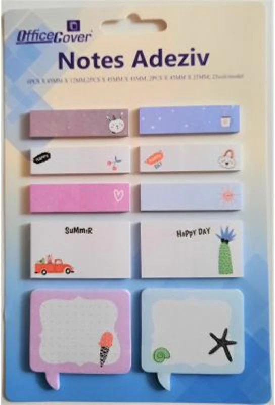 Notes adeziv index Office Cover SN7136, 250 coli, 12-25-40x45mm, scolar, 3 forme, set 10 modele