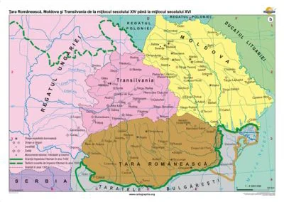 Tara Romaneasca, Moldova si Transilvania de la mijlocul secolului 14 pana la mijlocul secolului 16, 140x100 cm, CR-3211B