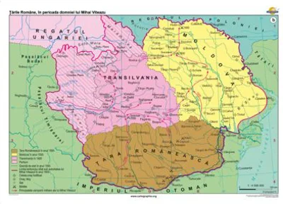 Tarile Romane in timpul domniei lui Mihai Viteazu, 140x100 cm, CR-3212B
