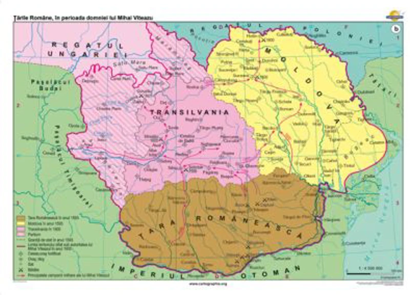 Tarile Romane in timpul domniei lui Mihai Viteazu, 160x120 cm, CR-3212A