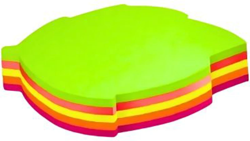 Notes adeziv Office Cover SN4505F, 100 coli, 75x75mm, 5 culori neon, forma frunza, blister