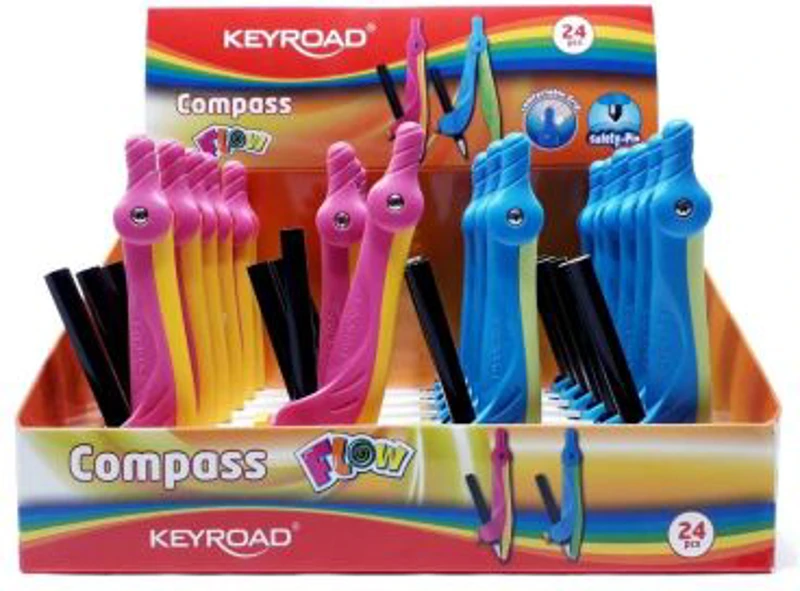 Compas plastic cu creion Keyroad Flow, KR971649, diverse culori