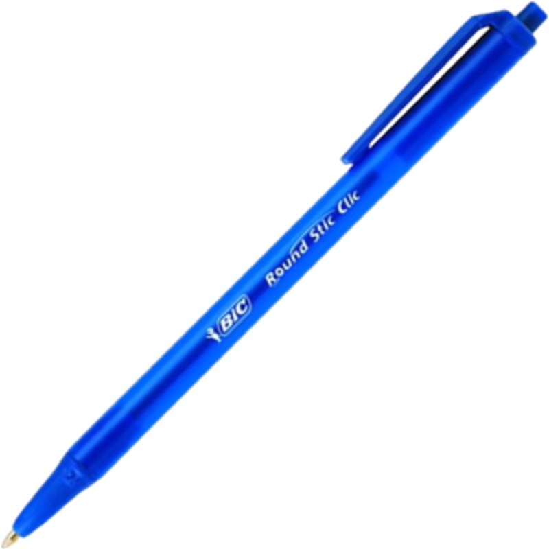 Pix cu bila Bic Roundstic Clic, 1. 0mm, cu mecanism, corp semitransparent in culoarea scrisului, albastru