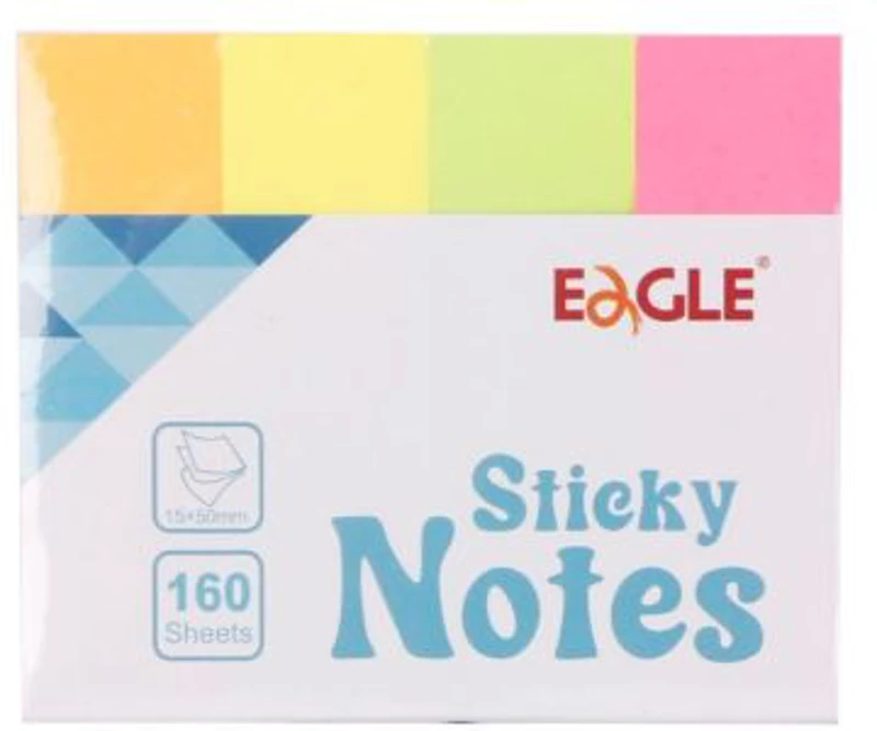 Notes adeziv index Eagle 659-4N, 160 coli, 15x50mm, hartie, 4 culori neon