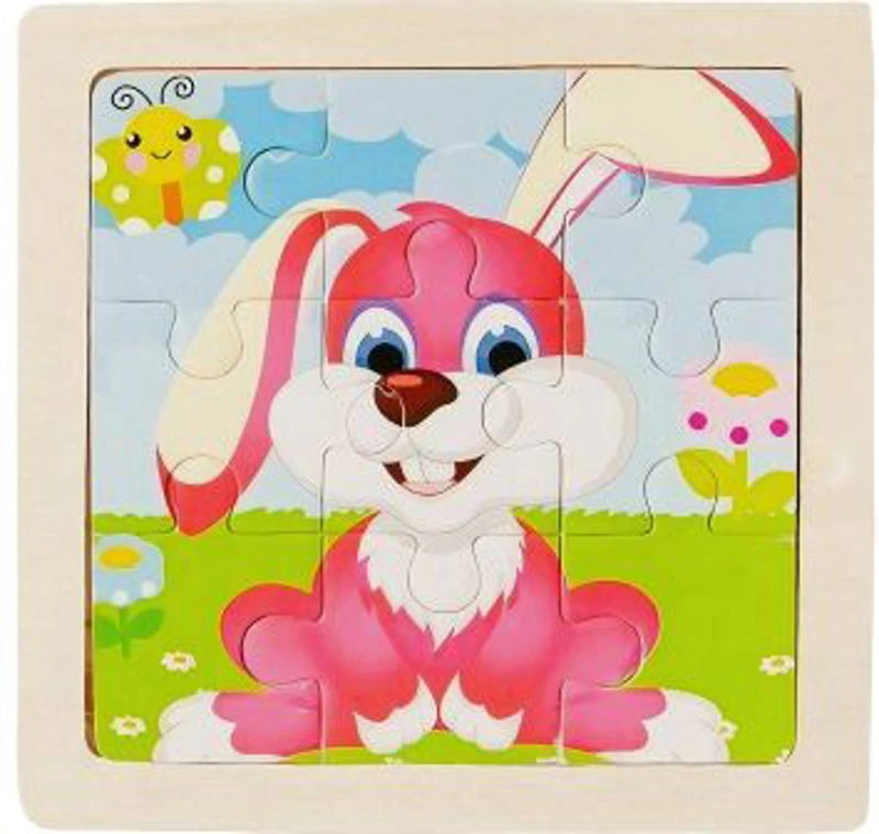 Puzzle lemn - Mini Animale, 9 piese, Colorarte