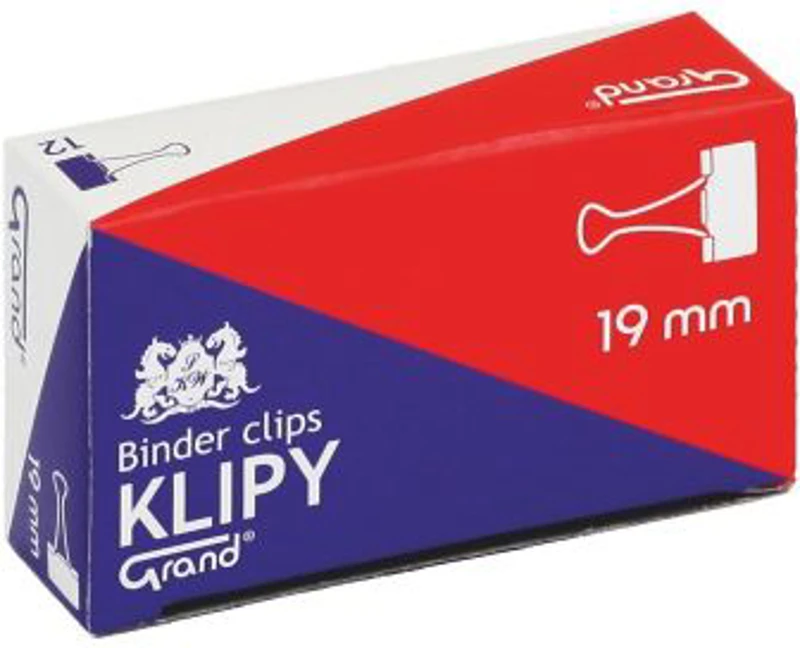 Clipsuri metalice Grand 110-1092, 19mm, negre, cutie 12 buc