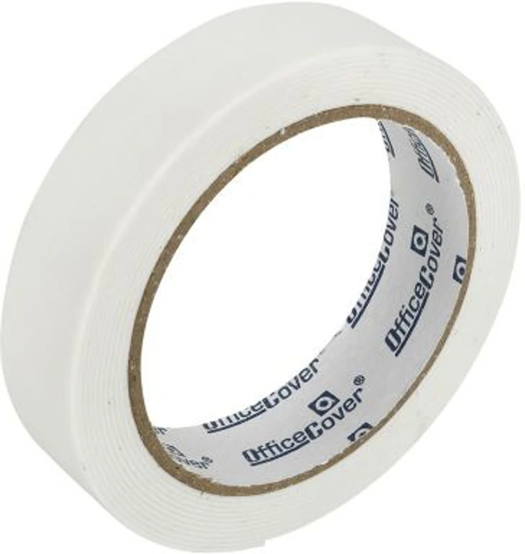 Banda dublu adeziva Office-Cover, buretata, 24mm x 3m, alb