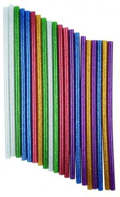 Baton silicon Colorarte, lipire la cald, 7mm x 20cm, diverse culori cu sclipici, set 20 buc