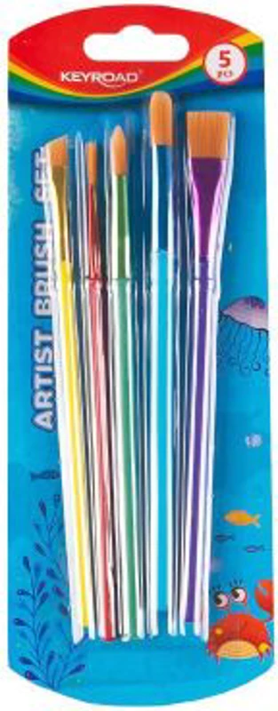 Pensula Keyroad KR971857, varf nylon rotund / lat, set 5 buc
