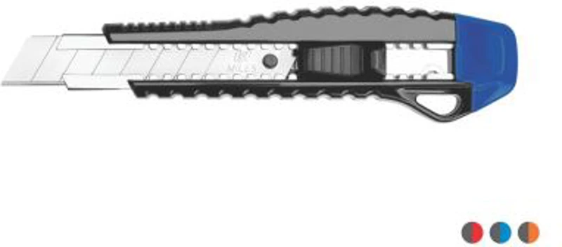 Cutter Kangaro Miles FA1805/Y, lama 18mm, plastic, profesional, auto block, 2 lame extra, diverse culori