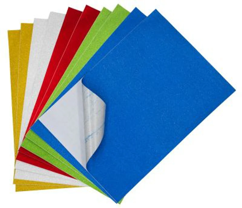 Hartie autocolanta A4 - cu sclipici, 150g/mp, 5 culori, set 10 coli, Colorarte