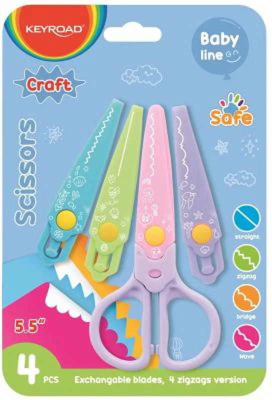 Foarfeca Keyroad Baby Line KR972337, 14. 0cm, creativa, cu 4 modele