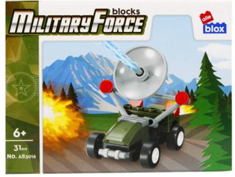 Set de constructie Alleblox Military Force - vehicul militar cu antena - AB3016 / 492823, 31 piese, 6+