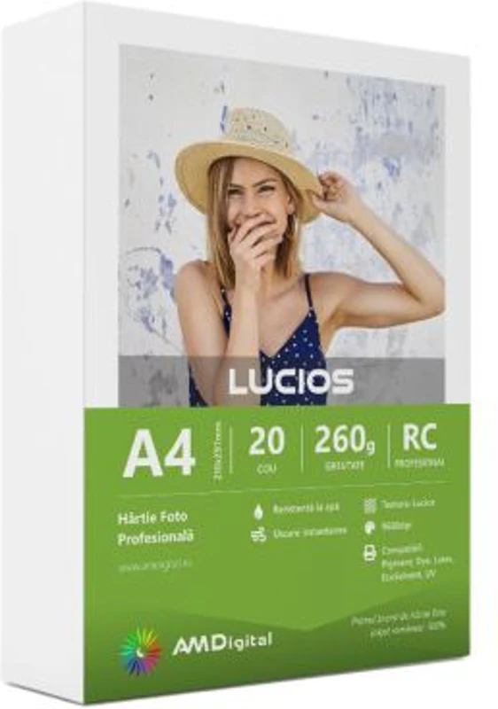 Hartie foto AMDigital lucios, A4, 260g/mp, top 20 coli