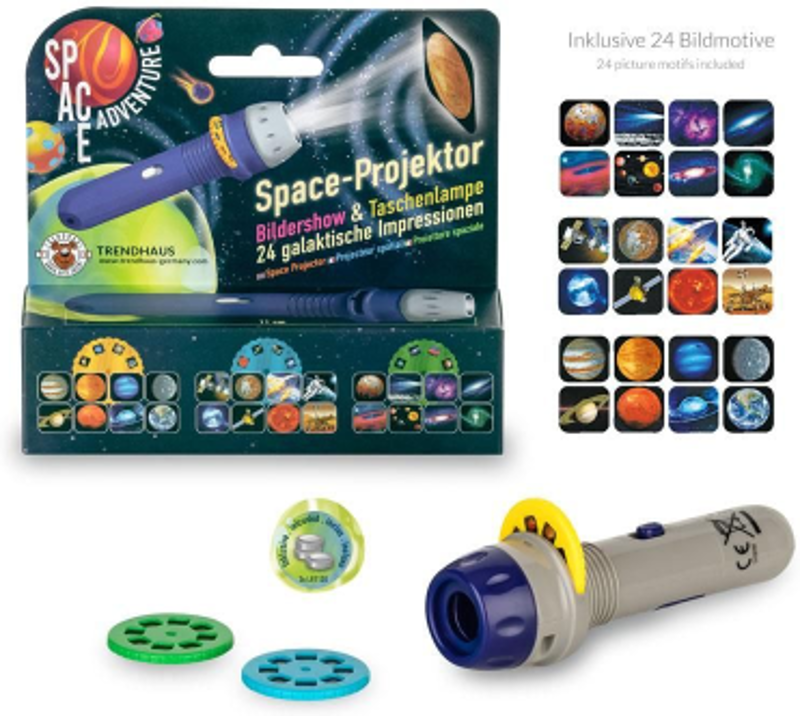 Proiector cu imagini din spatiu, Trendhaus CH29760, 24 imagini, 3 disc, 3 baterii LR1130