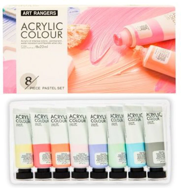 Culori acrilice Magi-Wap Art Rangers, 8 culori x 22ml, culori pastel, FEA0822T-P