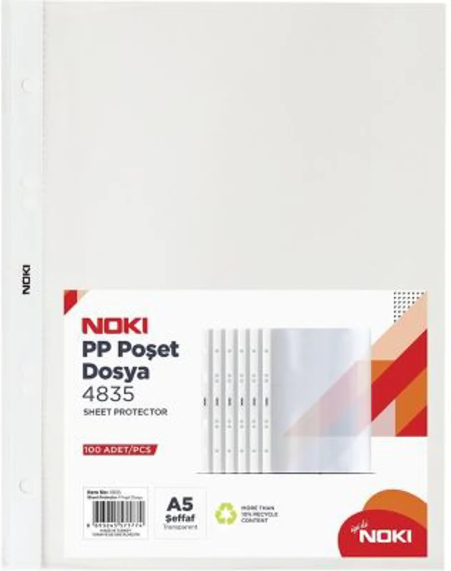 Folie de protectie Noki 4835, A5, portret, 35 microni, plastic, transparent, set 100 buc