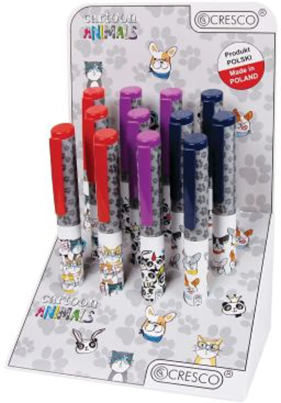 Stilou Cresco GoPen 202000-A, penita iridium, alimentare rezerve, corp plastic diverse culori, model animale
