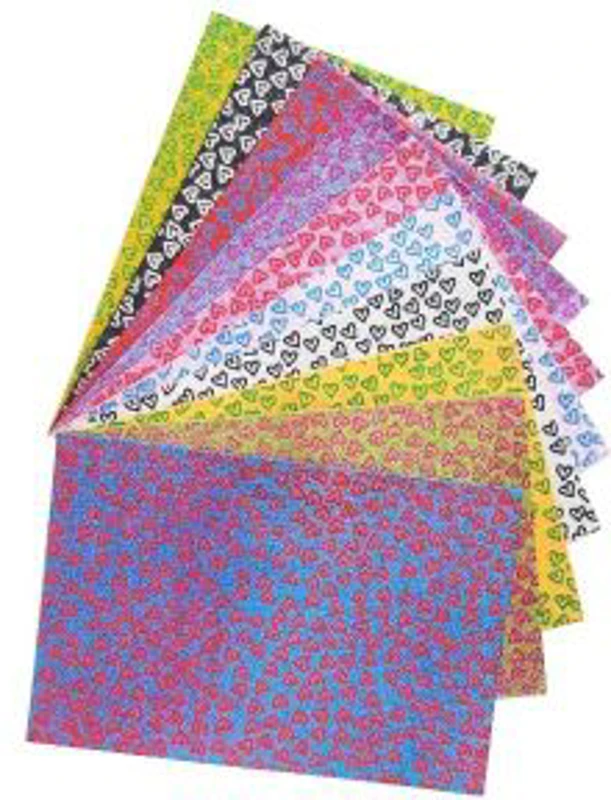 Hartie gumata A4 - inima, 2mm, cu sclipici, set 10 coli, Colorarte