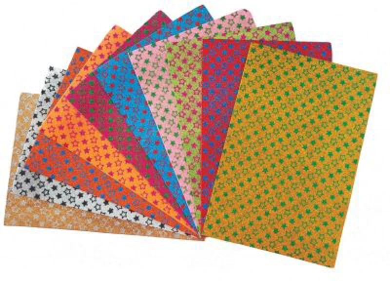Hartie gumata A4 - stea, 2mm, cu sclipici, set 10 coli, Colorarte