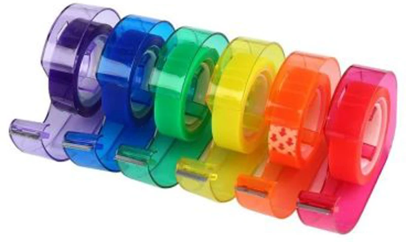 Banda adeziva Eagle TY2040VM, pentru ambalare, 12mm, colorat, cu dispenser diverse culori, cutie 6 buc