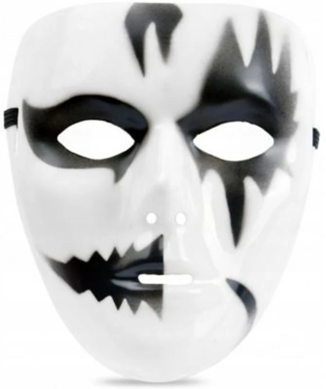 Masca mim PartyTime Halloween, alb, negru, prindere elastic