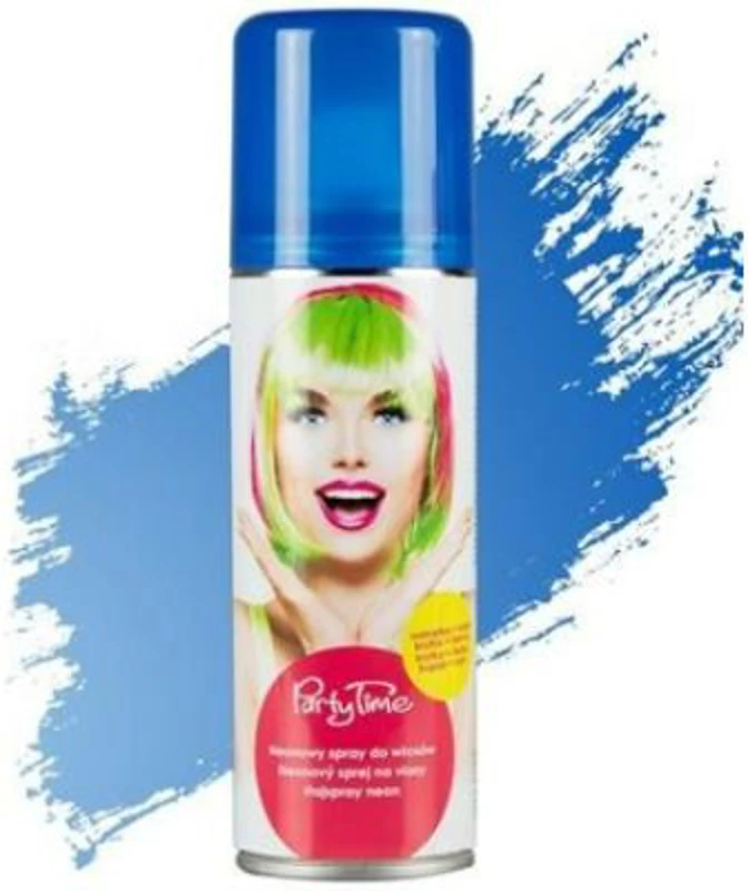 Spray colorant pentru par PartyTime Halloween, albastru neon, temporar