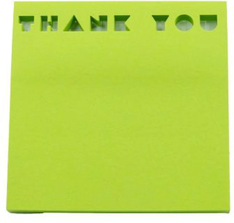 Notes adeziv stantat Office Cover H1-THANK YOU, 50 coli, 75x75mm, albastru neon, blister