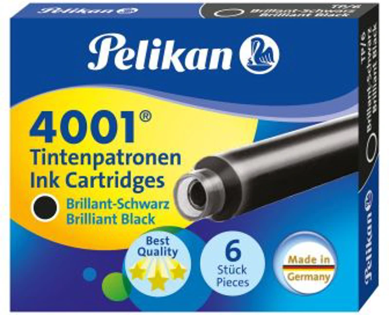 Patroane cerneala scurte (rezerve) Pelikan 4001 301218, cerneala neagra, set 6 buc
