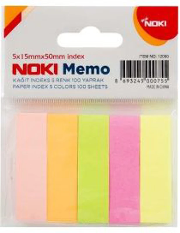 Notes adeziv index Noki 12060, 500 coli, 15x50mm, hartie, 5 culori neon