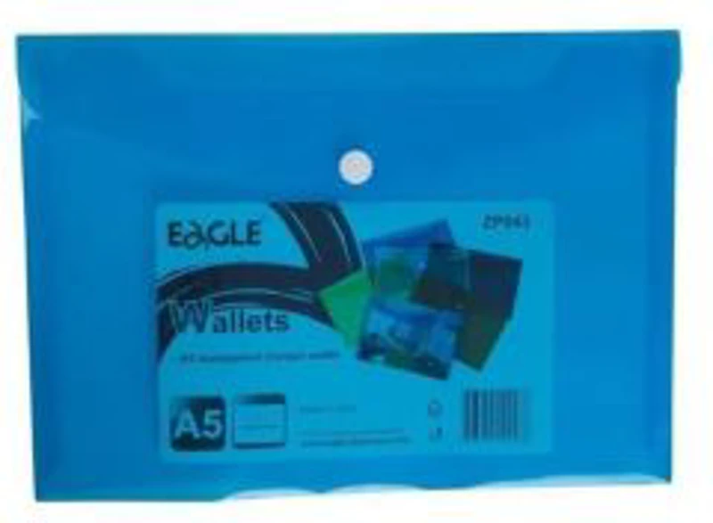 Mapa plastic Eagle ZP043, cu capsa, A5, transparent / albastru