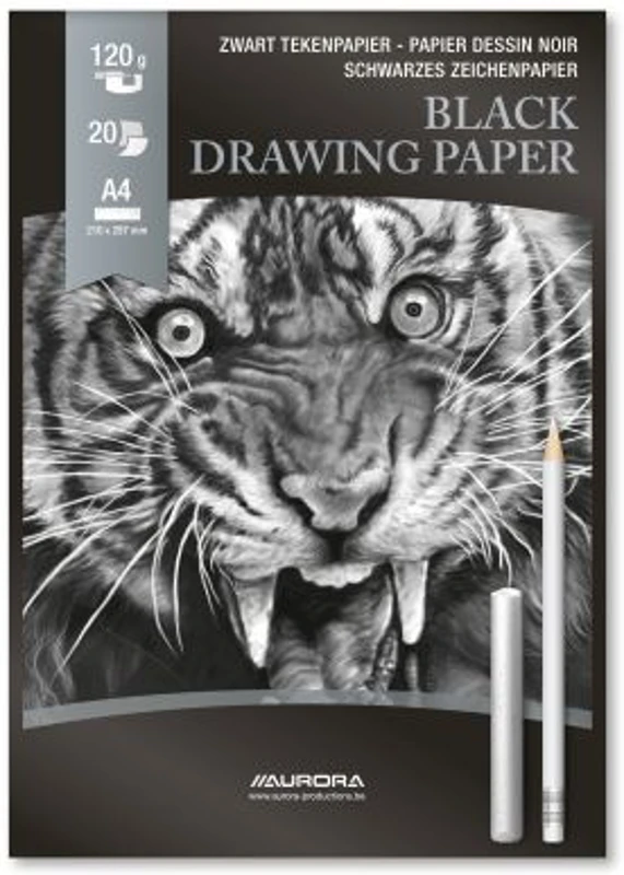 Bloc desen A4, 20 file - 120gsm, AURORA Raphael - hartie neagra