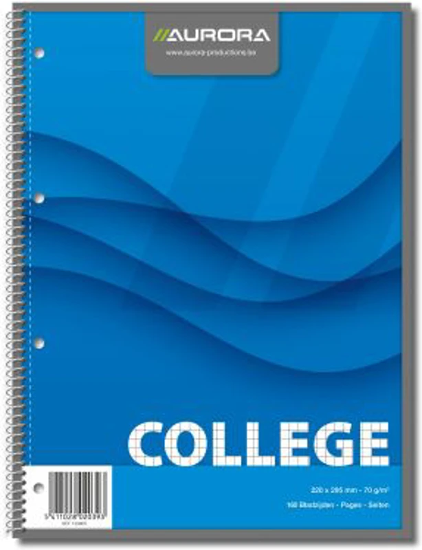 Caiet cu spirala, A4, 80 file - 70gsm, 4 perf., coperti carton, AURORA College - matematica